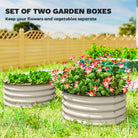 Outsunny Set of 2 Raised Garden Bed, Metal Planter Box with Safety Edging, Easy-to-assemble Stock Tank, Cream White - anydaydirect