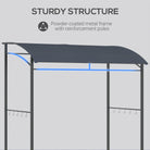 Outsunny 2.2 x 1.5 m BBQ Grill Gazebo Tent, Garden Grill with Metal Frame, Curved Canopy and 10 Hooks, Outdoor Sun Shade, Dark Grey - anydaydirect