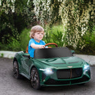 HOMCOM Bentley Bacalar Licensed 12V Kids Electric Ride on Car w/ Remote Control, Powered Electric Car w/ Portable Battery, for Kids Aged 3-5, Green - anydaydirect