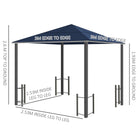 Outsunny 3 x 3(m) Hardtop Gazebo Canopy with Polycarbonate Roof, Steel & Aluminium Frame, Garden Pavilion with Mosquito Netting and Curtains, Black - anydaydirect