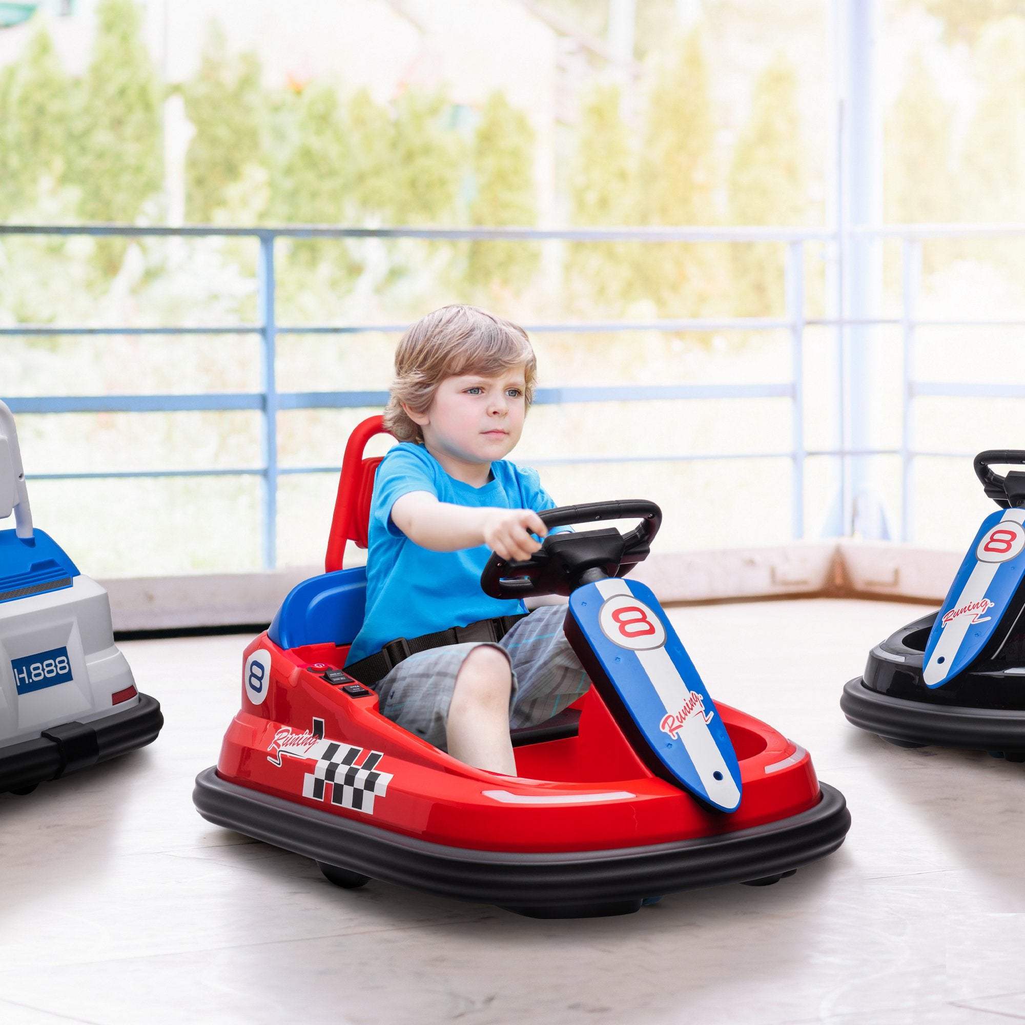 HOMCOM Electric Kids Bumper Car, 6V 360-Degree Rotation Waltzer Car, Battery Powered Ride on Car w/ 2 Speeds, Music, for 18-48 Months, Red - anydaydirect