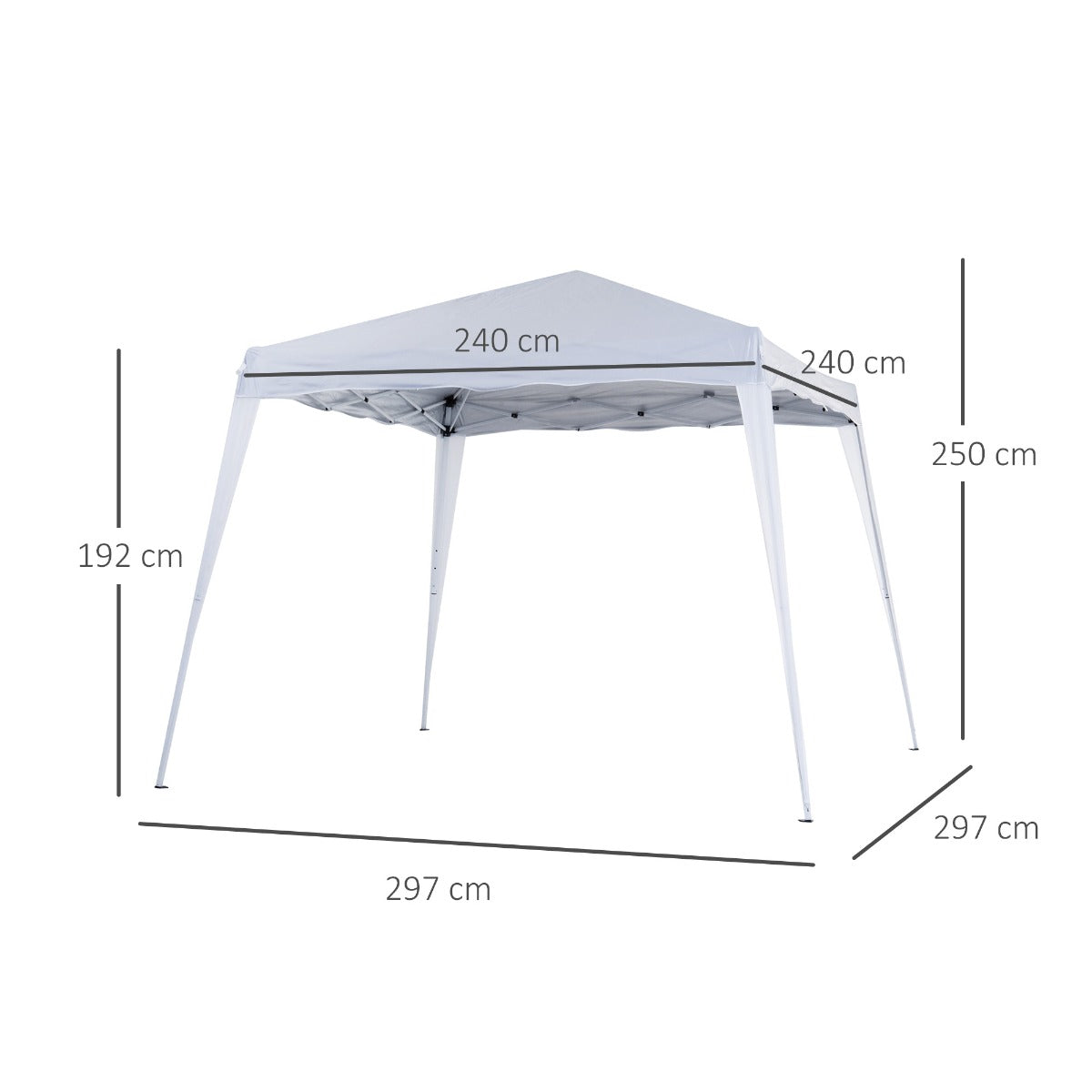 Outsunny 3 M x 3 M Base/ 2.5 M x 2.5 M Top Pop Up Gazebo with Carry Bag, Height Adjustable Slant Leg Party Tent Instant Event Shelter for Garden, Patio, White - anydaydirect