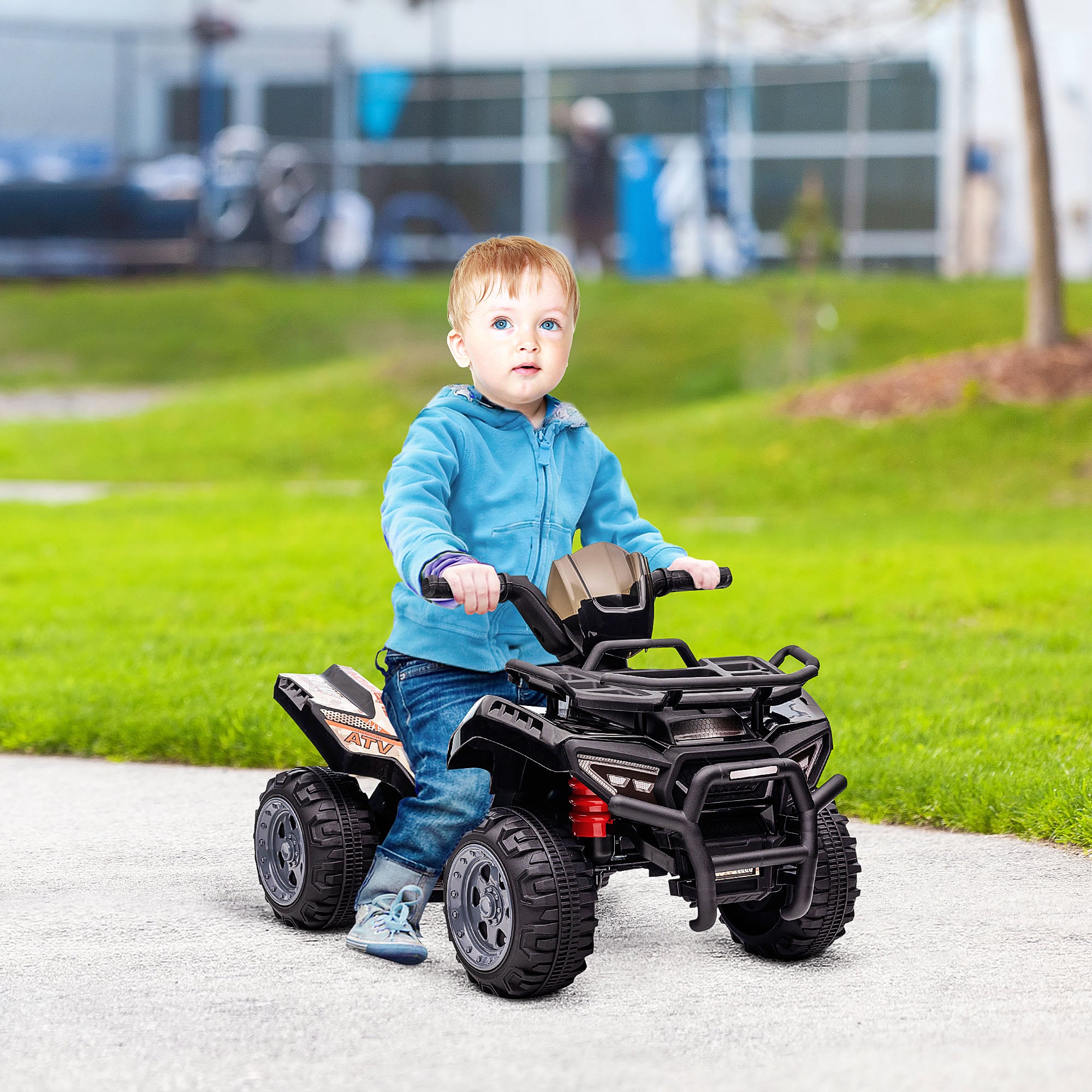 HOMCOM Kids ATV Ride-on Car, 6V Battery Powered Four Wheeler with Working Headlights, for Toddlers 18-36 Months, Black - anydaydirect