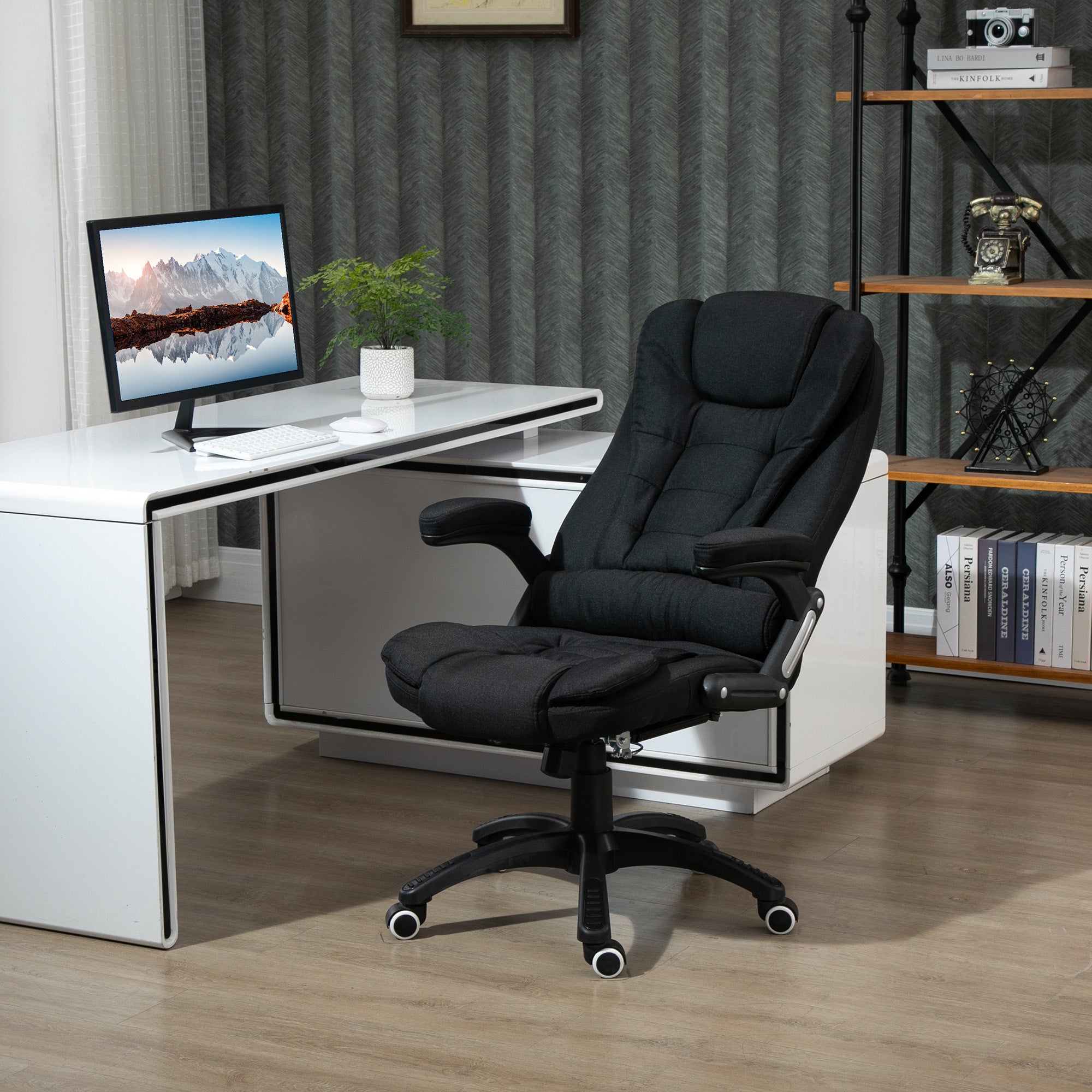 Vinsetto Ergonomic Office Chair Comfortable Desk Chair with Armrests Adjustable Height Reclining and Tilt Function Black - anydaydirect