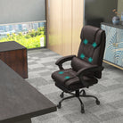 Vinsetto 6-Point Massage Office Chair, PU Leather Desk Chair with Adjustable Height and Footrest for Home Office, Brown - anydaydirect