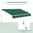 Outsunny Awning Canopy Manual Retractable Porch Sun Shade Shelter 3 x 2m Green - anydaydirect