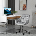 Vinsetto Home Office Chair Velvet Ergonomic Computer Chair Comfy Desk Chair with Adjustable Height, Arm and Back Support, Grey - anydaydirect