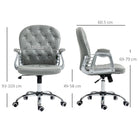 Vinsetto Office Chair Ergonomic 360° Swivel PU Diamante Padded Base 5 Castor Wheels for Home Work Grey - anydaydirect