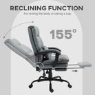 HOMCOM Faux Leather Reclining Office Chair, with Footrest - Grey - anydaydirect