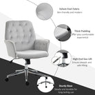 Vinsetto Linen Computer Chair with Armrest, Modern Swivel Chair with Adjustable Height, Light Grey - anydaydirect