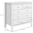 HOMCOM Modern Chest of Drawers, 5 Drawer Storage Cabinet with Metal Handles and Runners for Bedroom, White - anydaydirect