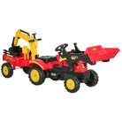 HOMCOM Kids Controllable Excavator Plastic Ride On Pedal Truck Red/Yellow - anydaydirect