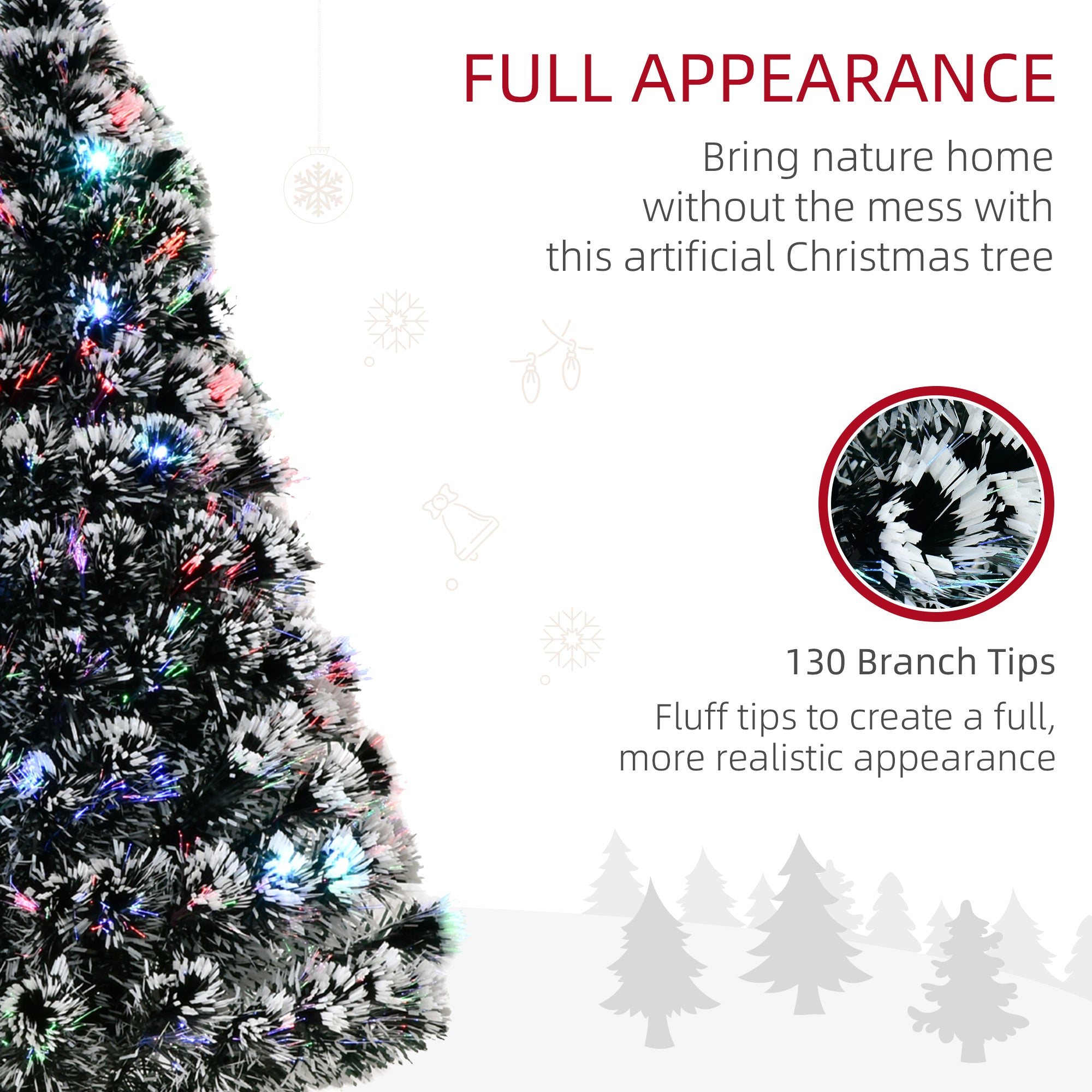HOMCOM 4ft 120cm Green/White Artificial Christmas Tree W/ Prelit LED - anydaydirect