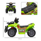 HOMCOM Kids Ride-on Four Wheeler ATV Car with Real Working Headlights, 6V Battery Powered Motorcycle for 18-36 Months, Green - anydaydirect