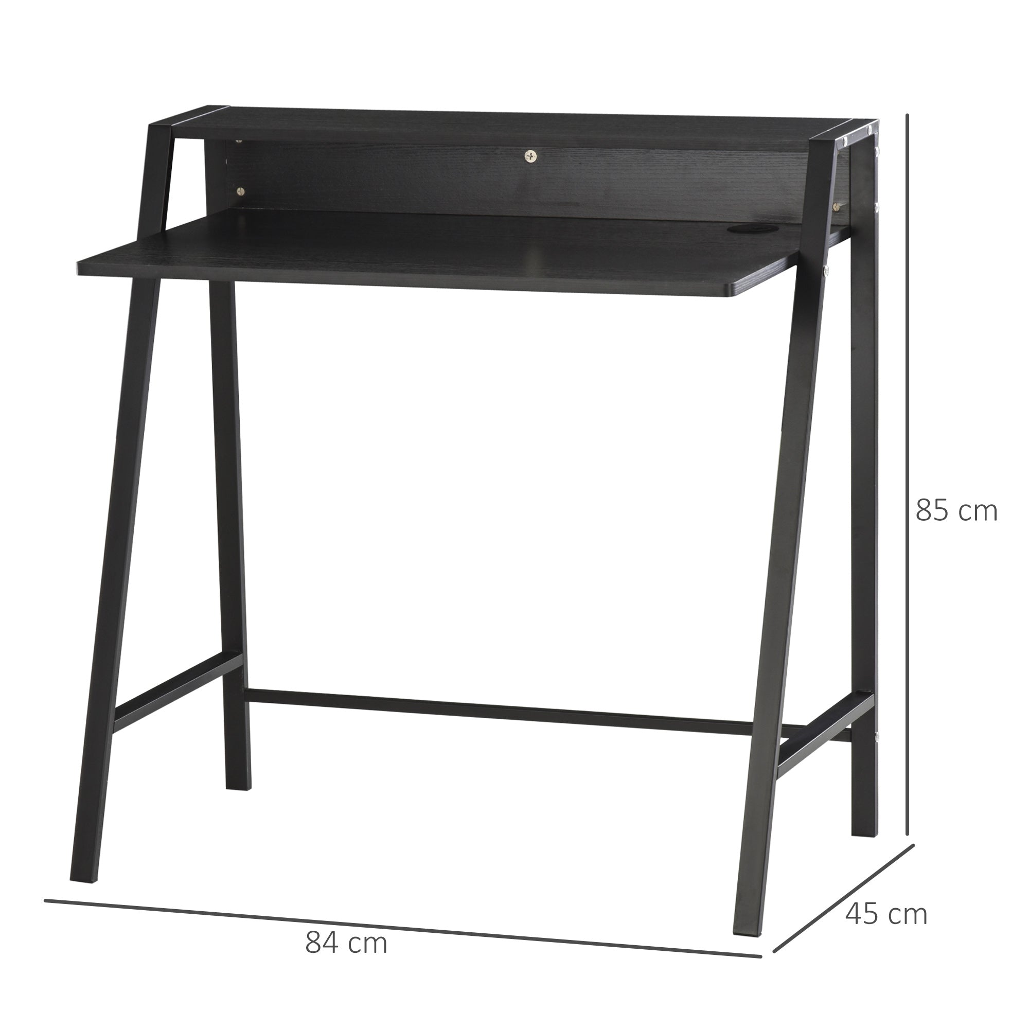 HOMCOM Writing Desk Computer Table Home Office PC Laptop Workstation Storage Shelf 84L x 45W cm Black - anydaydirect