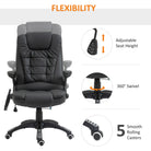 HOMCOM Executive Office Chair with Massage and Heat, High Back PU Leather Massage Office Chair with Adjustable Height, Black - anydaydirect