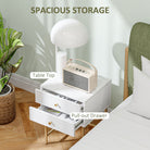 HOMCOM Set of Two Elegant Bedside Tables - White/Gold-Tone - anydaydirect