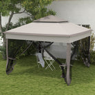 Outsunny 3.25 x 3.25m Deluxe Metal Gazebo, with Curtains - Brown and Grey - anydaydirect