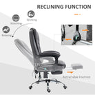 Vinsetto Heated 6 Points Vibration Massage Executive Office Chair Adjustable Swivel Ergonomic High Back Desk Chair Recliner with Footrest Dark Grey - anydaydirect