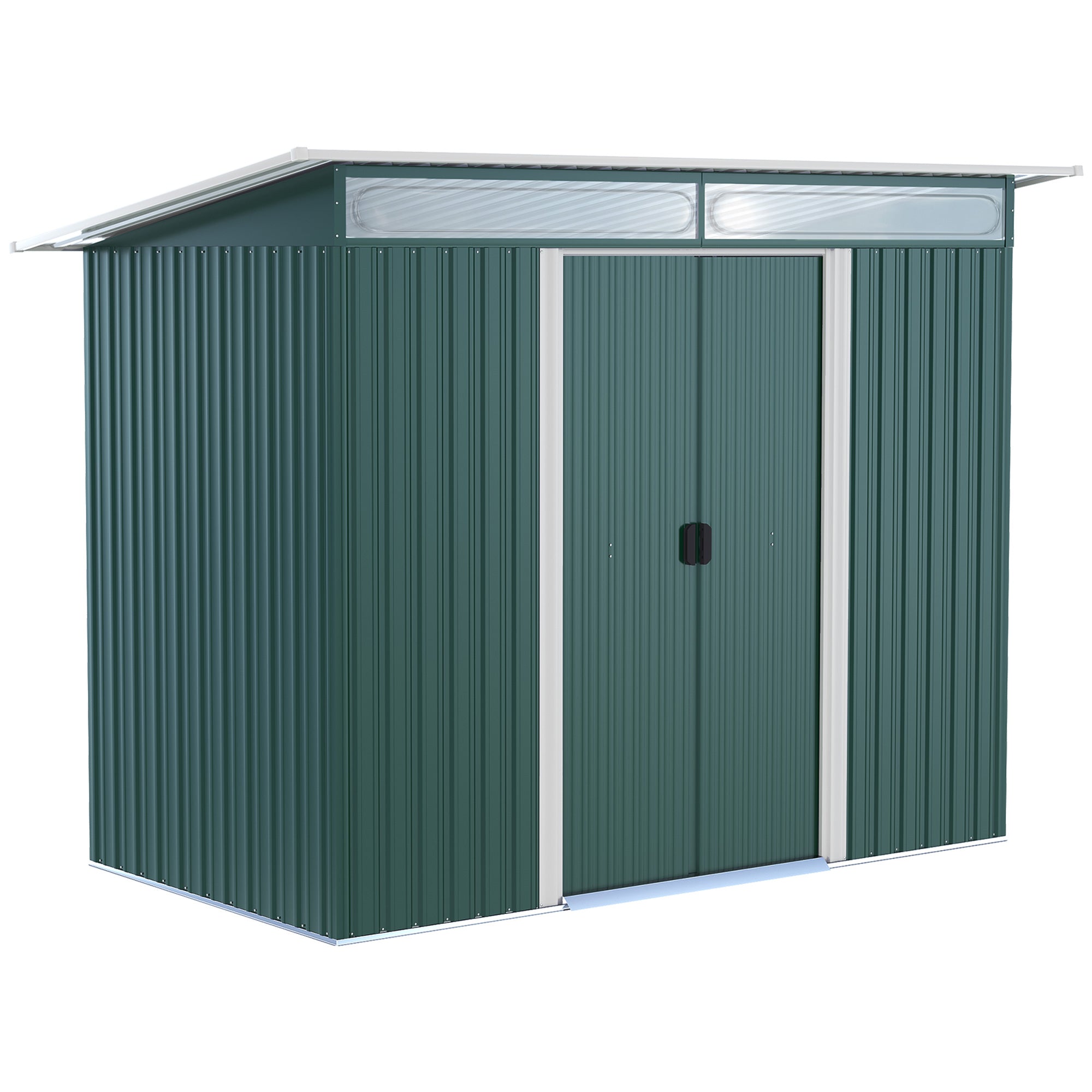 Outsunny Pent Roofed Metal Garden Shed House Hut Gardening Tool Storage w/ Ventilation 260L x 133W x 200Hcm - anydaydirect