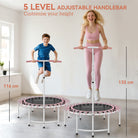 SPORTNOW 40" Fitness Trampoline, Mini Rebounder Trampoline for Adults with 5-Level Adjustable Handle, Indoor Exercise Bungee Rebounder, Max Load 100KG, Pink - anydaydirect