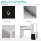 HOMCOM Computer Desk with Sliding Keyboard Tray Storage Drawer Shelf Home Office Workstation White - anydaydirect