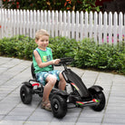 HOMCOM Kids Pedal Go Kart, Metal Frame with Adjustable Seat, Inflatable Tyres for Outdoor Fun, Black - anydaydirect