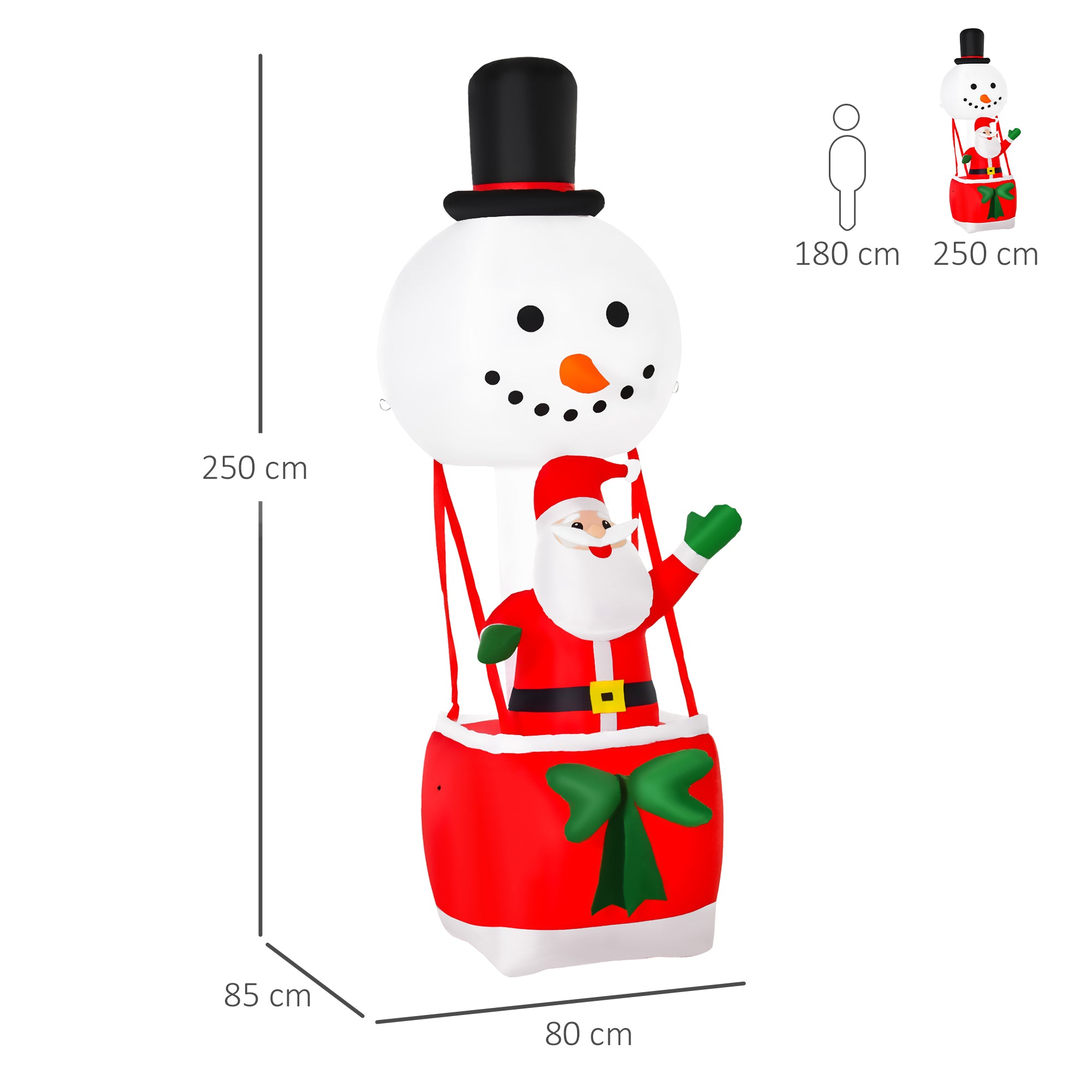 HOMCOM 2.5m Christmas Inflatable Decoration with Santa Claus on Snowman Hot Air Balloon, Blow Up Xmas Decor for Outdoor Indoor Home Garden Family - anydaydirect