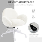 HOMCOM Makeup Vanity Chair, Cute Fluffy Desk Chair with Rolling Wheels for Bedroom Living Room, Cream White - anydaydirect