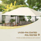 Outsunny 3 x 4m Gazebo Canopy Replacement Cover, Gazebo Roof Replacement (TOP COVER ONLY), Cream White - anydaydirect