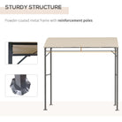 Outsunny 2.2 x 1.5 m BBQ Grill Gazebo Tent, Garden Grill with Metal Frame, Curved Canopy and 10 Hooks, Outdoor Sun Shade, Beige - anydaydirect