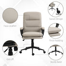 Vinsetto Office Chair, PU Leather Computer Desk Chair Office Chair with Adjustable Height and Swivel Rolling Wheels for Work Study, Light Grey - anydaydirect