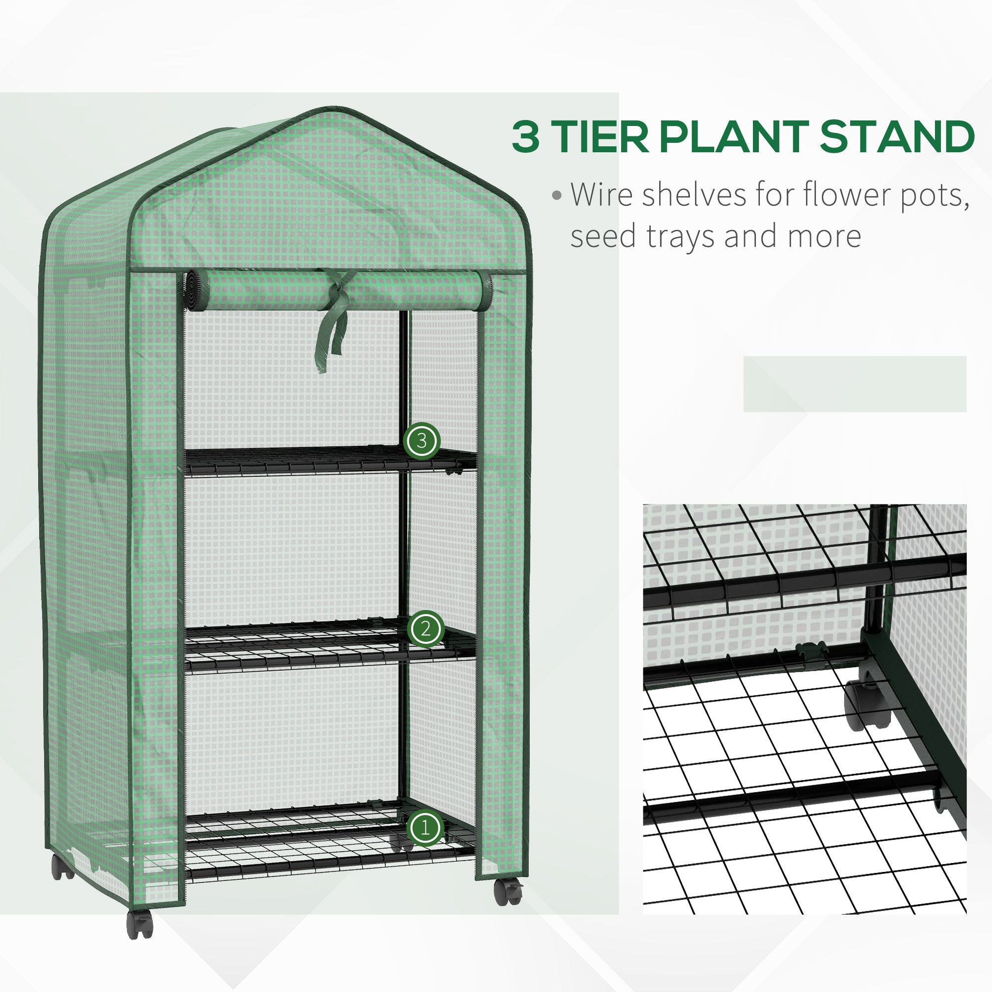 Outsunny Three-Tier Mini Greenhouse - Green - anydaydirect