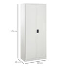 Vinsetto Cool Rolled Steel Tall Office Lockable Filing Cabinet 2 Doors 4 Internal Adjustable Shelves Bookcase Cabinet Storage Unit 80 L x 40 W x 184 cm - anydaydirect