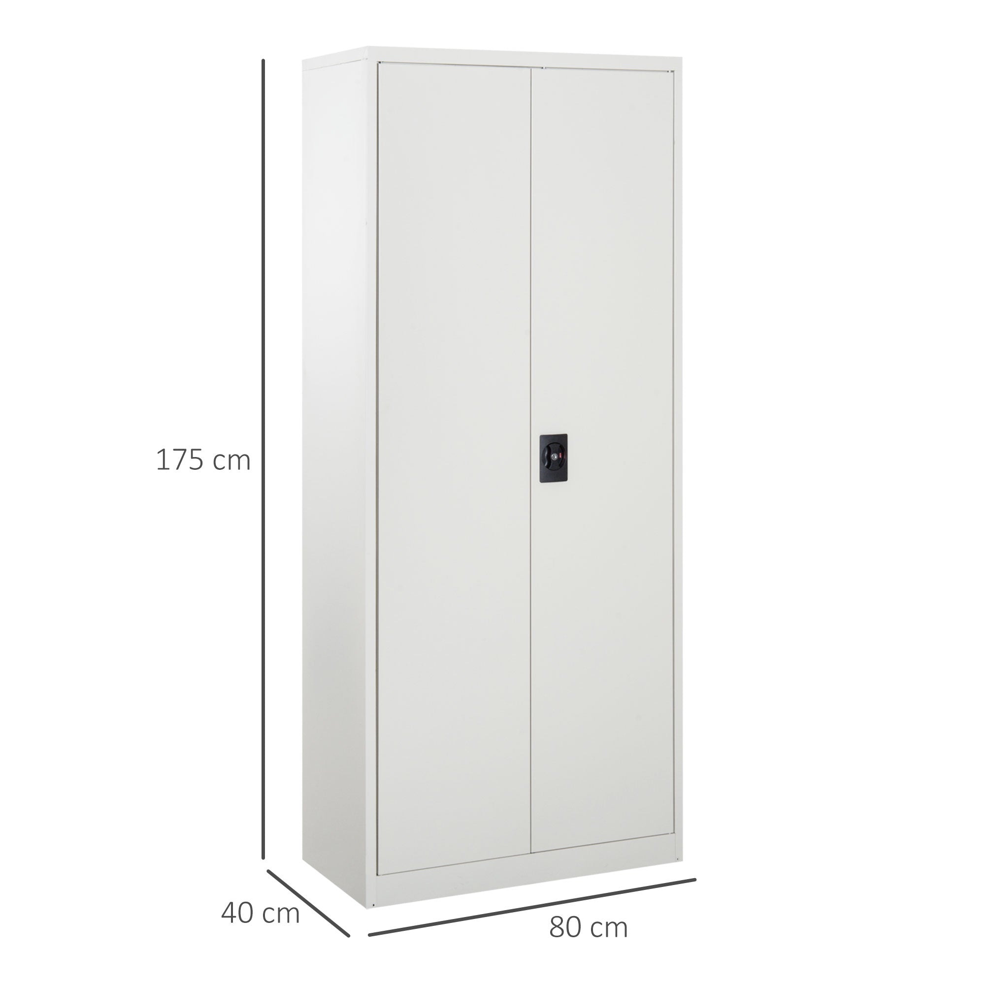 Vinsetto Cool Rolled Steel Tall Office Lockable Filing Cabinet 2 Doors 4 Internal Adjustable Shelves Bookcase Cabinet Storage Unit 80 L x 40 W x 184 cm - anydaydirect