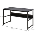 HOMCOM Computer Desk with Storage Shelf, 120 x 60cm Home Office Desk with Metal Frame, Study Table, Easy Assembly, Black - anydaydirect