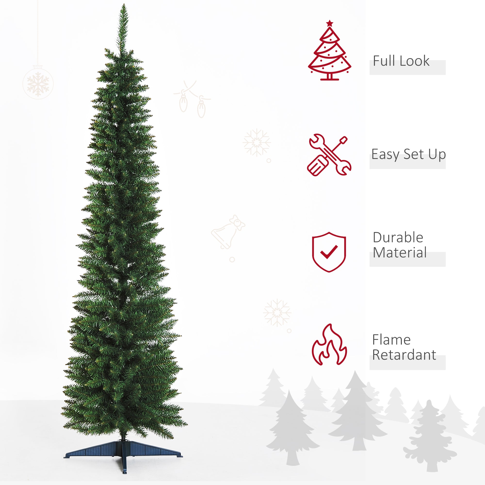 HOMCOM 2.1m Artificial Christmas Tree Pine Tree W/Plastic Stand-Green - anydaydirect