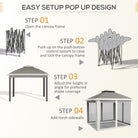 Outsunny Pop Up Canopy Tent with Double Roof, Zipped Mesh Sidewalls, Carrying Bag, Height Adjustable for Patio Garden, Dark Grey - anydaydirect