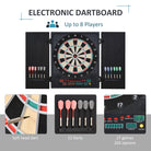 HOMCOM Electronic Dartboard Set, 27 Games Modes and 202 Variations, LED & 12 Soft Tip Darts and Cabinet to Storage, Ready-to-Play Multi-Game Option Darts Machine - anydaydirect