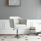 HOMCOM Modern Accent Chair with Swivel Base, Height Adjustable Arm Chair with Pillow for Living Room, Bedroom, Cream White - anydaydirect