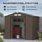 Outsunny 7ft x 4ft Lockable Garden Metal Storage Shed Large Patio Roofed Tool Storage Building Foundation Sheds Box Outdoor Furniture, Brown - anydaydirect