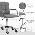 Vinsetto PU Leather Home Office Desk Chair, Computer Chair with Mid Back, Arm, Swivel Wheels, Adjustable Height, Grey - anydaydirect
