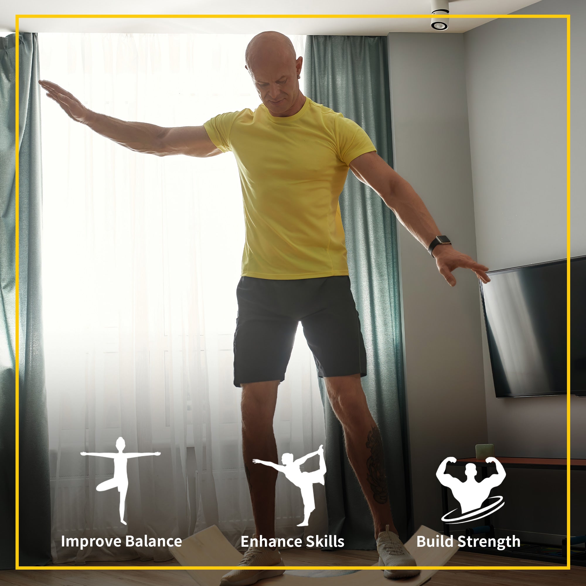 HOMCOM Wood Wobble Board with Ropes, Balance Board for Full Body Workout, Multipurpose for Kids and Adults - anydaydirect