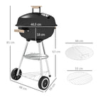 Outsunny Portable Round Kettle Charcoal Grill BBQ Smoker with Lid Outdoor Heat Control Party Patio Barbecue Garden - anydaydirect