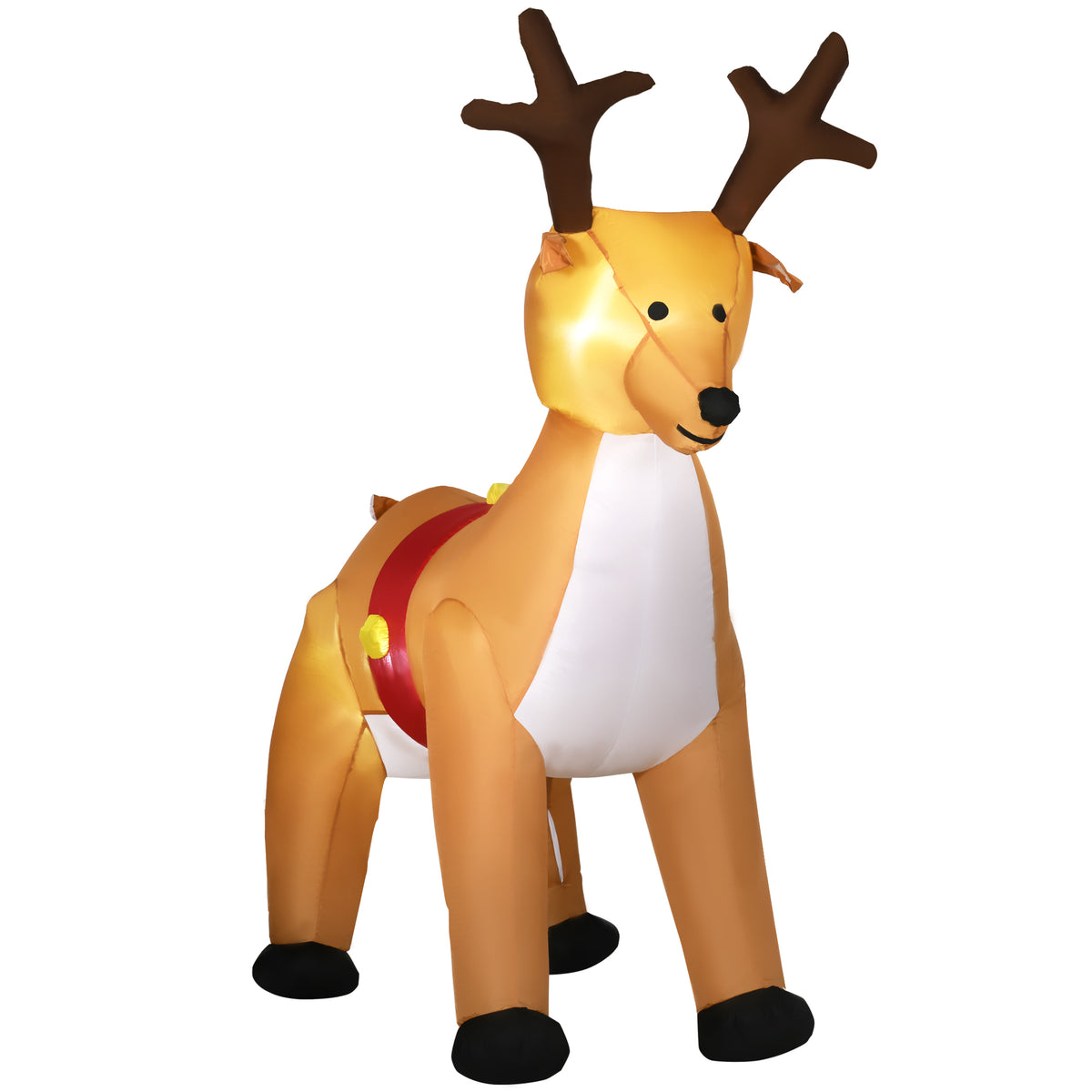 HOMCOM 1.8m Christmas Inflatable Reindeer with LED Lights Xmas Deer Decoration Blow Up Decor for Holiday Outdoor - anydaydirect