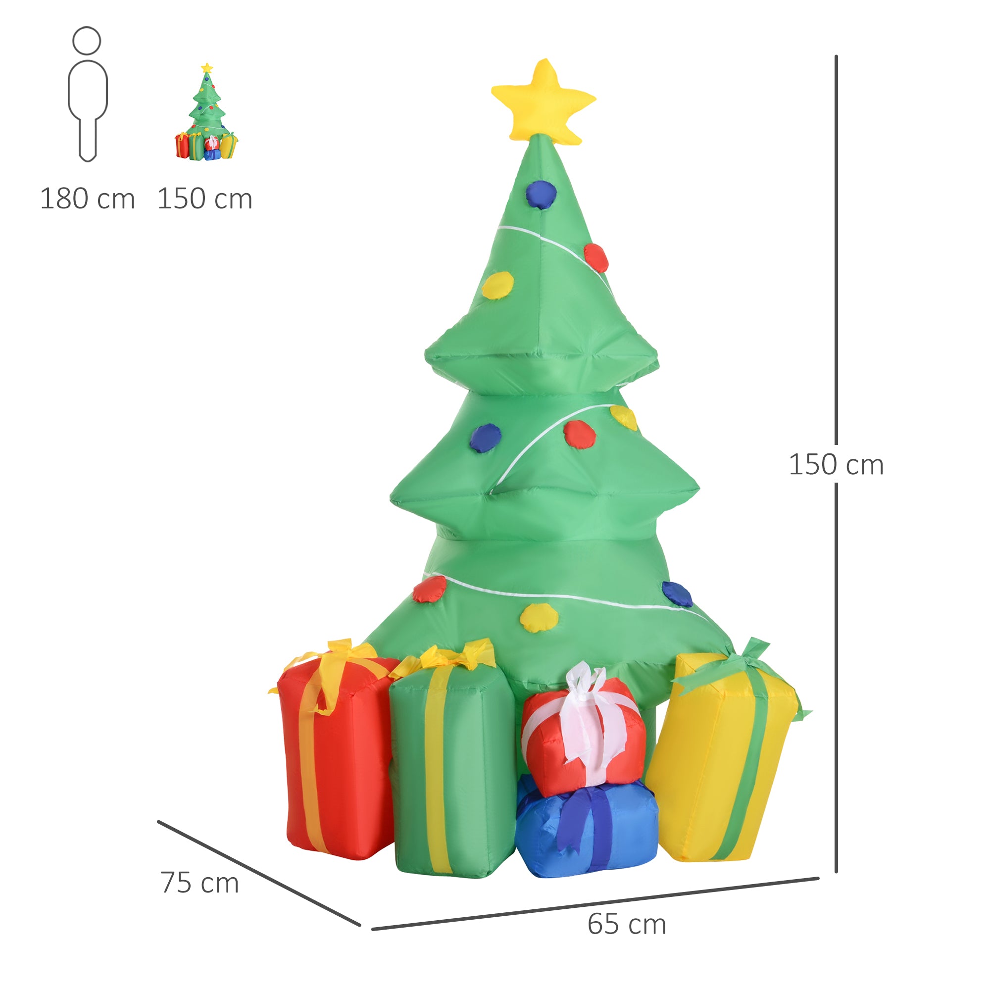 HOMCOM 1.5m Inflatable Christmas Tree W/LED lights - anydaydirect