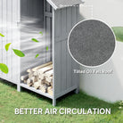 Outsunny Garden Outdoor Storage Shed 3 Shelves Tilt Roof w/ Firewood Rack Log Carrier, 129L x 51.5W x 180H cm - anydaydirect