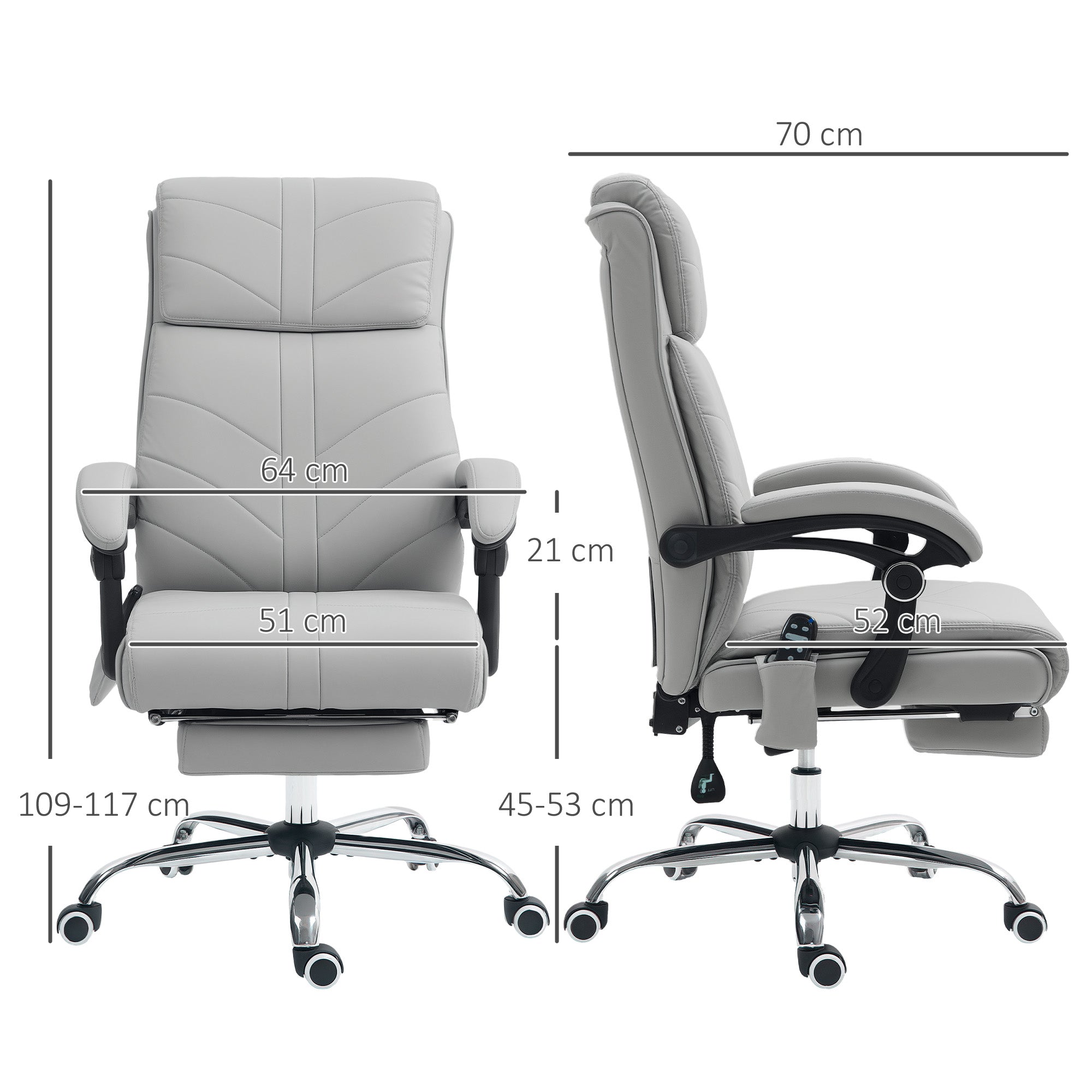 Vinsetto Faux Leather Massage Office Chair - Light Grey - anydaydirect