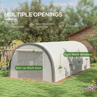Outsunny 6 x 3(m) Polytunnel Greenhouse with Upgraded Structure, Mesh Door and Windows, 15 Plant Labels, White - anydaydirect