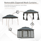 Outsunny 3 x 3(m) Pop Up Gazebo, Double-roof Garden Tent with Netting and Carry Bag, Party Event Shelter for Outdoor Patio, Dark Grey - anydaydirect